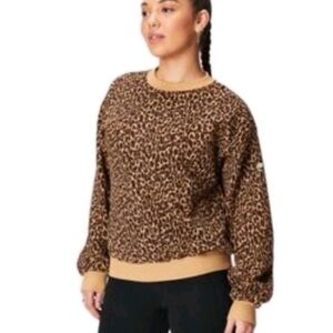 Fabletics Brown Leopard Crew Neck Sweater Size M
